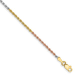 Load image into Gallery viewer, 14K Tri-Color Gold 1.8mm Diamond-cut Rope Chain Bracelet Length 7'' inches