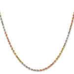 Load image into Gallery viewer, 14K Tri-Color Gold 2.9mm Diamond-cut Rope Chain Necklace Length 18'' inches