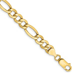 Load image into Gallery viewer, 10K Yellow Gold 7.3mm Semi-Solid Figaro Link Chain Bracelet Length 7'' inches