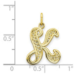 Load image into Gallery viewer, 10K Yellow Gold Script Initial Letter B Charm