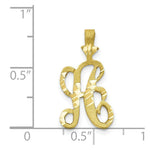 Load image into Gallery viewer, 10K Yellow Gold Diamond-cut Grooved Initial Letter D Charm