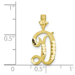 Load image into Gallery viewer, 10K Yellow Gold Diamond-cut Grooved Initial Letter D Charm