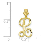 Load image into Gallery viewer, 10K Yellow Gold Diamond-cut Grooved Initial Letter D Charm
