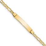 Load image into Gallery viewer, 10K Yellow Gold Semi-solid Figaro Link ID Bracelet length: 7 inches