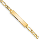 Load image into Gallery viewer, 10K Yellow Gold Semi-solid Figaro Link ID Bracelet length: 8 inches