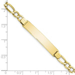 Load image into Gallery viewer, 10K Yellow Gold Semi-solid Figaro Link ID Bracelet length: 7 inches