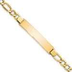 Load image into Gallery viewer, 10K Yellow Gold Semi-solid Figaro Link ID Bracelet length: 7 inches