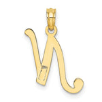 Load image into Gallery viewer, 10K Yellow Gold Polished Script Initial Charm Pendant