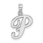 Load image into Gallery viewer, 10K White Gold Polished Script Initial Charm Pendant