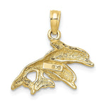 Load image into Gallery viewer, 10K Yellow White Gold Polished Double Dolphins Jumping Left Charm Pendant