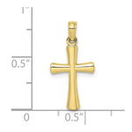 Load image into Gallery viewer, 10K Yellow White Gold Polished Beveled Cross With Round Tips Charm Pendant