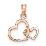 Load image into Gallery viewer, 10K Yellow White Rose Gold Polished Intertwined Double Heart Pendant