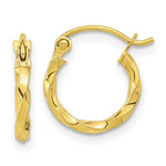 Load image into Gallery viewer, 10K Yellow White Gold Twist Polished Hoop Earring