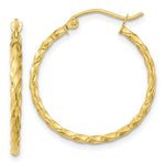 Load image into Gallery viewer, 10K Yellow White Gold Twist Polished 25mm Hoop 1 inch Size Earring