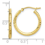 Load image into Gallery viewer, 10K Yellow White Gold Gold Diamond-cut 2mm Round Tube Hoop Earrings