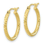 Load image into Gallery viewer, 10K Yellow White Gold Gold Diamond-cut 2mm Round Tube Hoop Earrings