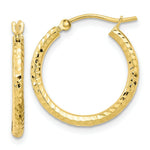 Load image into Gallery viewer, 10K Yellow White Gold Gold Diamond-cut 2mm Round Tube Hoop Earrings