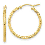 Load image into Gallery viewer, 10K Yellow White Gold Diamond-cut 2mm Round Tube Hoop Earrings