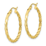 Load image into Gallery viewer, 10k Yellow White Gold Polished & Satin Twisted Hoop Earrings