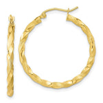 Load image into Gallery viewer, 10k Yellow White Gold Polished & Satin Twisted Hoop Earrings