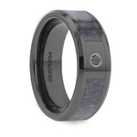 Load image into Gallery viewer, Mens Comfort Fit -Black Ceramic Ombre Deer Antler Inlay Polished Beveled Edges - Black Diamond - 8mm Wide - Style name: MONTANA