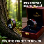 Load image into Gallery viewer, Mens Comfort Fit -Beveled Black Ceramic Ring - Cocobolo Wood Inlay - 8mm Wide - Style name: KAI
