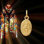 Load image into Gallery viewer, 14K Miraculous Medal Pendant Charm - Small Size Charm with Chain Necklace Options