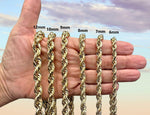 Load image into Gallery viewer, 10K Gold Rope Chain Necklace and Bracelets Diamond-cut Design 1mm 2mm 3mm 4mm 5mm 6mm 7mm 8mm 9mm 10mm 12mm Men Women made in 10K Solid Gold