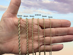 Load image into Gallery viewer, 10K Gold Rope Chain Necklace and Bracelets Diamond-cut Design 1mm 2mm 3mm 4mm 5mm 6mm 7mm 8mm 9mm 10mm 12mm Men Women made in 10K Solid Gold