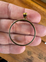 Load image into Gallery viewer, 14K Gold Coin Bezel Necklace Pendant Frame - Plain Polished Prong back in Sizes 13mm up to 39.75mm