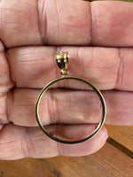 Load image into Gallery viewer, 14K Gold Coin Bezel Necklace Pendant Frame - Plain Polished Prong back in Sizes 13mm up to 39.75mm