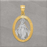 Load image into Gallery viewer, 14K Gold Miraculous Medal Pendant Oval Shape - 2 Sizes