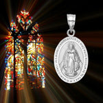 Load image into Gallery viewer, 14K Yellow or White Gold Miraculous Medal Pendant Charm Oval - Size: 17.5x11.3 with Chain Option