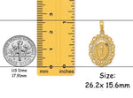 Load image into Gallery viewer, 14k Solid Gold Oval Miraculous Medal with Fancy Lace Filigree Border Frame available in 3 sizes - with Necklace Chain Options