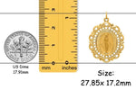 Load image into Gallery viewer, 14k Solid Gold Oval Miraculous Medal with Fancy Lace Filigree Border Frame available in 3 sizes - with Necklace Chain Options
