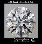 Load image into Gallery viewer, Certified 4 Carat Round Lab Grown Diamond - Excellent Cut - Select from Clarity/Color Grades: VVS1 D VVS2 E VS1 F VS2 G H