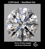Load image into Gallery viewer, Certified 2.50 Carat Round Lab Grown Diamond - Excellent Cut - Select from Clarity/Color Grades: VVS1 D VVS2 E VS1 F VS2 G H