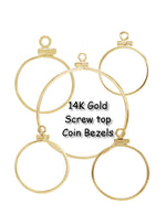 Load image into Gallery viewer, 14K Gold Coin Bezel Necklace Pendant Frame - Plain Polished Screw Top in Sizes 13mm up to 41.5mm
