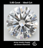 Load image into Gallery viewer, Certified 5 Carat Round Lab Grown Diamond - Ideal Cut - Select from Clarity/Color Grades: VVS1 D VVS2 E VS1 F VS2 G H