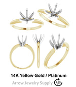 Load image into Gallery viewer, 14K Gold or Platinum Two-tone 6-prong Solitaire Engagement Ring Mountings