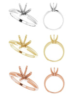 Load image into Gallery viewer, 14K 6-Prong Solitaire Ring Mounting for Single Round Stone - for Engagement Rings - in White, Yellow, and Rose Gold, or Platinum