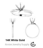 Load image into Gallery viewer, 14K 6-Prong Solitaire Ring Mounting for Single Round Stone - for Engagement Rings - in White, Yellow, and Rose Gold, or Platinum