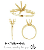 Load image into Gallery viewer, 14K 6-Prong Solitaire Ring Mounting for Single Round Stone - for Engagement Rings - in White, Yellow, and Rose Gold, or Platinum