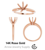 Load image into Gallery viewer, 14K 6-Prong Solitaire Ring Mounting for Single Round Stone - for Engagement Rings - in White, Yellow, and Rose Gold, or Platinum