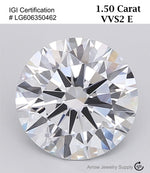 Load image into Gallery viewer, 1.50 Carat Certified Lab Grown Round Loose Diamond Clarity/Color VVS2 E with IGI Certification Lab Report