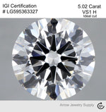 Load image into Gallery viewer, Certified 5 Carat Round Lab Grown Loose Diamond Clarity/Color VS1 H - with IGI Certification