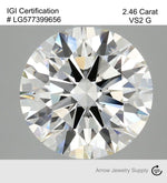 Load image into Gallery viewer, Certified 2.46 Carat Round Lab Grown Loose Diamond Color/Clarity VS2 G - with IGI Certification
