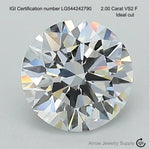 Load image into Gallery viewer, 2 Carat Certified Lab Grown Round Loose Diamond VS2 F with IGI Certification Report Papers