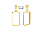Load image into Gallery viewer, Gold Bar Pendant Frame Bezel for Swiss Credit Pamp Suisse 1 Gram, 2.5 Gram, 5 Gram, 10 gram, 20 grams, 1/2 Ounce and 1 oz Gold Bar