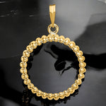 Load image into Gallery viewer, 14K Yellow Gold Coin Bezel Mounting Pendant - 4 Different Sizes - Polished Fluted Prong Coin Bezel Pendant - with Chain Options